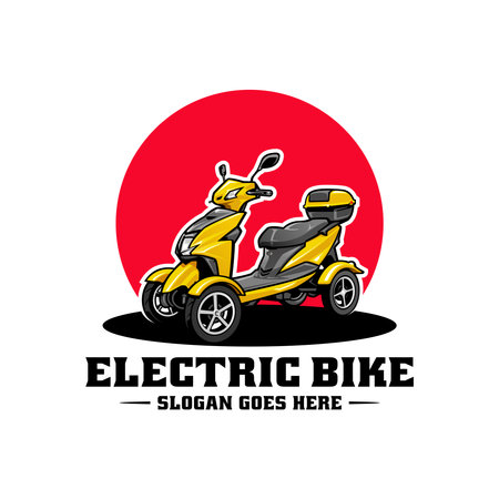 electric scooter three wheels moped logo vectorのイラスト素材