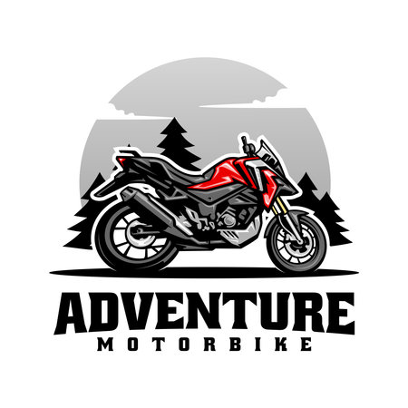 touring and adventure motorcycle logo vectorのイラスト素材
