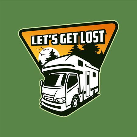 RV motor home logo vector with emblem styleのイラスト素材