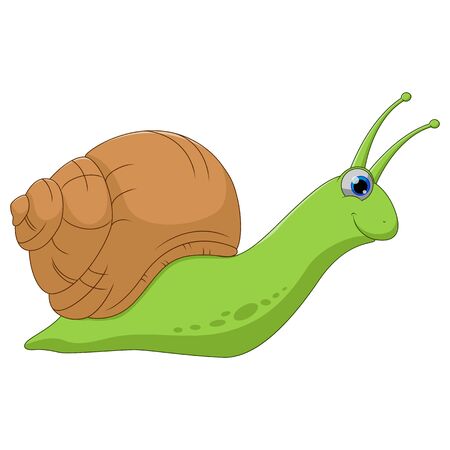 Cute snail cartoon isolated on white backgroundのイラスト素材