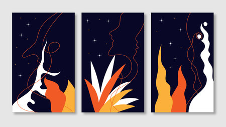 abstract hand drawn cover social mediaのイラスト素材