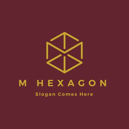 Letter M Hexagonal Logo. Modern & Minimal Hexagon Vector Identityのイラスト素材