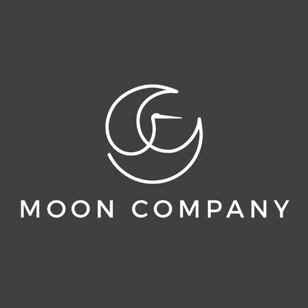 Moon + Swan Minimal Logo Design. Crescent Moon Identityのイラスト素材
