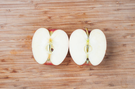 Sliced apple on a cutting boardの写真素材