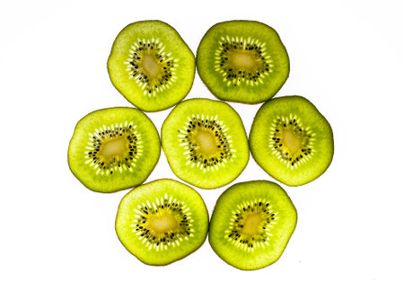 Kiwi fruit isolated on white backgroundの写真素材