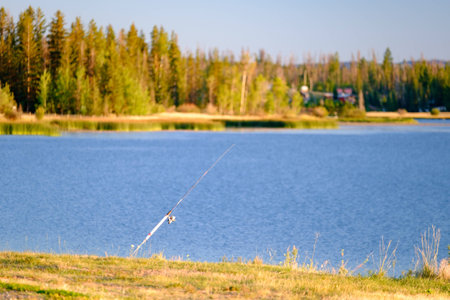 Fishing rod on Tunkwa lakeの写真素材