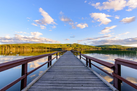 dock in lakeの写真素材