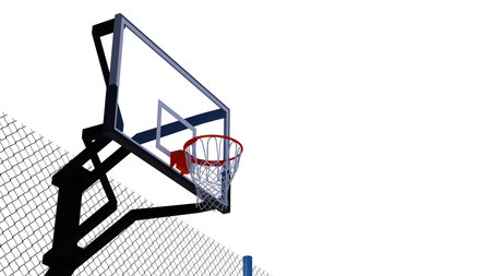 Basketball hoop and net isolated on white background. 3D illustration.の写真素材