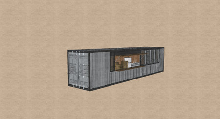 40 feet food container bar, Cargo container on brown background. 3D rendering illustration of cargo...