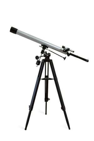 Telescope mounted on a tripod isolated on white. Clipping path included.