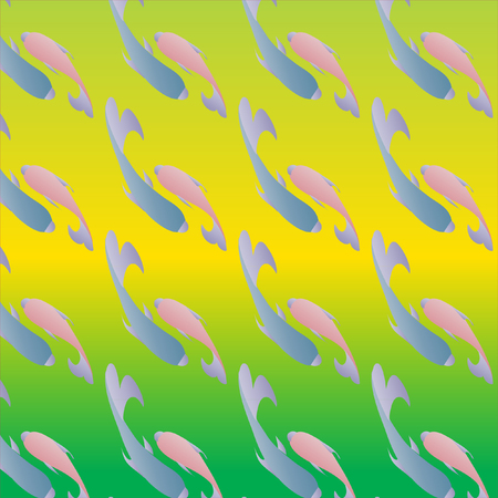 Catfish Original Seamless Vector Texture. Two symbolic fishes on bright texture. Cute fish lovers patternのイラスト素材