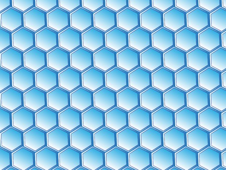 Virtual White and Blue Honeycomb Seamless Vector Pattern. Polygon Water Color Texture. Trendy Hexagon Backgroundのイラスト素材