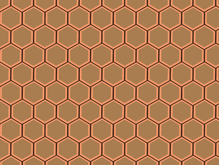 Golden Effect Honeycomb Vector Illustration. Original Hexagon Seamless Pattern