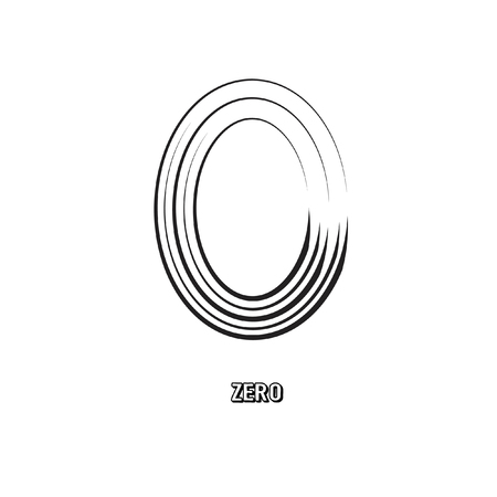 Zero Symbol Original Vector Illustration and Text on White Texture. Null Sign Designのイラスト素材