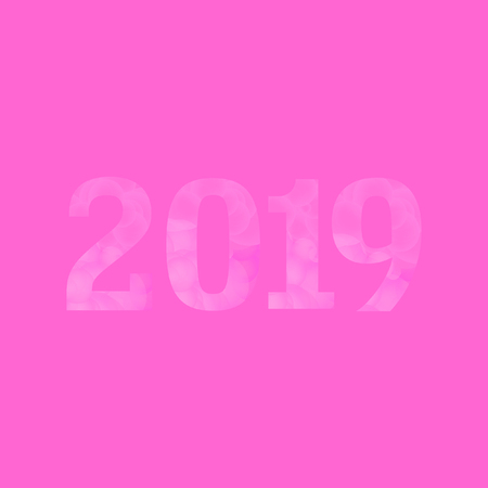Happy New Year Pink Bubbles or Balloons Textured Numbers. Original Vector Illustration. Trendy Editable Digital Numbers for Your Designのイラスト素材