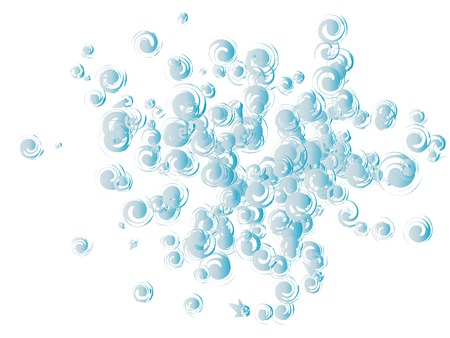 Blue spirals confetti chaotic texture. Scattered swirls abstract vector design. Streamer splash illustration. Serpentine confetti patternのイラスト素材