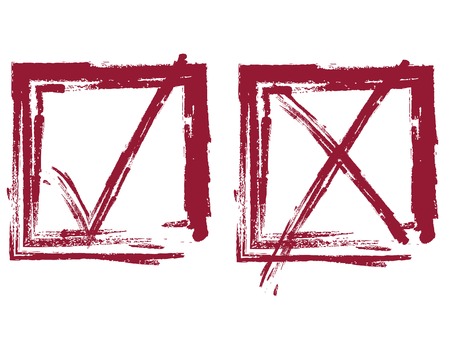 New Check Marks Vector Design. Affirmative and negative symbolic marks brush stoke illustration....