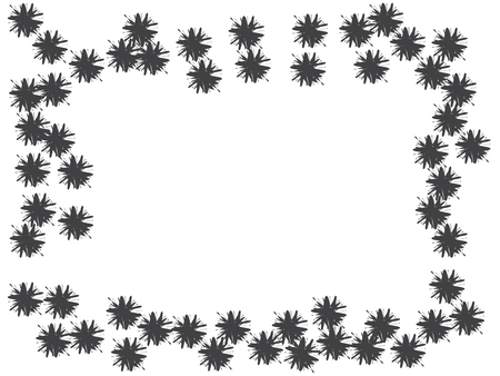 Blossom black flowers confetti vector design. Border from falling floral confetti. Funky flowers original illustration. Floral pattern totally new design. Square original monochrome frameのイラスト素材