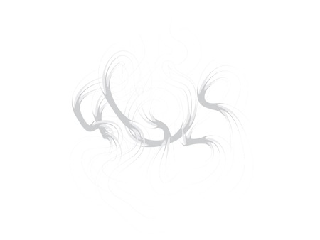 Smoke lines Graphic Vector Design. Smoke Dancing Waves Isolated On White Original Illustration. Ink Fume Elements Image. Zen Style Paintingのイラスト素材