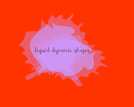 Spots of light lilac fluid on a red background. Abstract background with liquid shapes. Vector illustration. Dynamic mesh splash original covers, wallpapers, prints and so onのイラスト素材