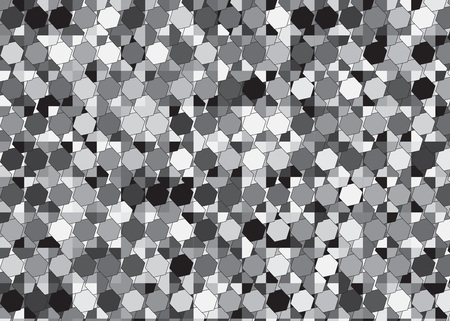 Monochrome vector abstract mosaic pattern. A completely new color illustration in a puzzle style. A new original texture for your design. Polygonal background. Hex tile asymmetrical patternのイラスト素材