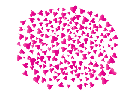 Huge Pink Cluster of Hearts Vector Banner. A Lot of Doodle Beautiful Hearts. Love Shapes Confetti Original Abstract Backgroundのイラスト素材