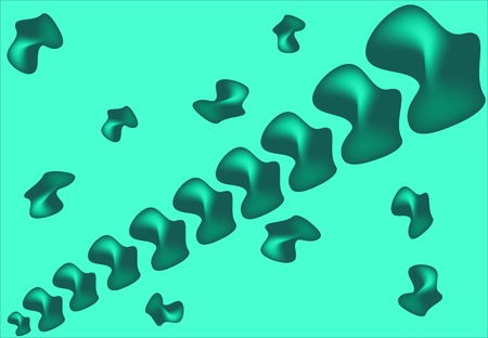 Original Dynamic Liquid Shapes Vector Background. Vertebrae Shape Another Form of Life Stylish Vector Design for Covers, Wallpapers, Prints. Jellyfish Fluid Forms in Neo Mint Gradient Colors. Meshのイラスト素材