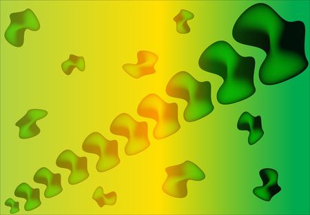 Original Dynamic Liquid Shapes Vector Background. Vertebrae Shape Another Form of Life Stylish Vector Design for Covers, Wallpapers, Prints. Jellyfish Fluid Forms in Shiny Green and Yellow Gradientのイラスト素材