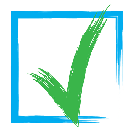 Grunge Brush Tick Original Vector Design. Approval Check Mark Sign In Square Box. Stoke Tick Vector Illustrationのイラスト素材