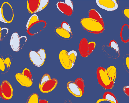 Grunge Brush Hearts Seamless Pattern. Flying Hand Painted Hearts Vector Illustration. Fabric, Textile, Cover or Post Card Template.のイラスト素材