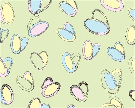 Grunge Brush Hearts Seamless Pattern. Flying Hand Painted Hearts Vector Illustration. Fabric, Textile, Cover or Post Card Template.のイラスト素材