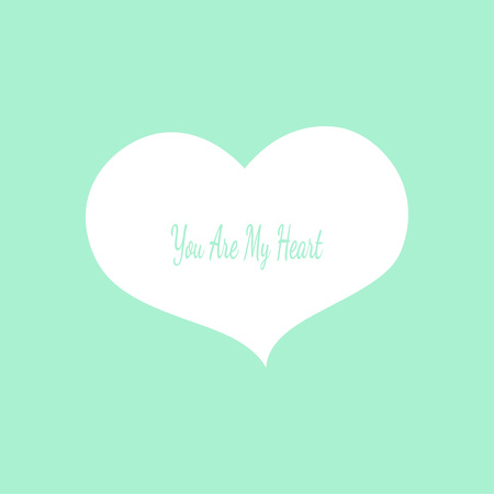 White Heart frame for your text on mint. Holiday love background, card, poster, banner. Element heart for design love, romance. Love shape for celebration, wedding concept. Valentine card designのイラスト素材
