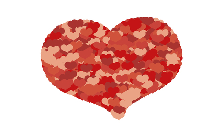 Mosaic heart made up of many small hearts isolated on white original holiday vector backgroundのイラスト素材