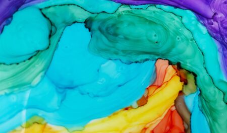 Alcohol Ink Art. Ink Paint Texture. Multicolor Stone Marble Texture. Colorful Abstract Artistic...