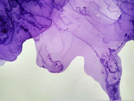 Alcohol Ink Spring Print. Ink Paint Abstract. Bright Color Marble Style Texture. Brush Stroke Canvas. Lilac, White Japanese Ink Style. Wall Painting Colors. Watercolor Splash.の写真素材