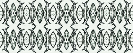 Tribal pattern. Monochrome folk ornament. Ink hand drawn print. Black and white. Geometric tile....