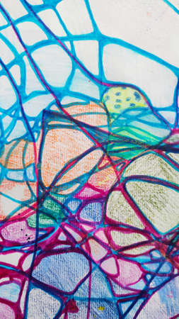 Abstract Artistic Artwork. Light Colors Aquarelle Brush Smears. Bright Artistic Cover Template. Color Mix Design. Grunge Graffiti Doodle Drawing.の写真素材