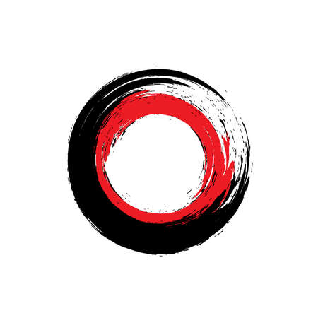 Enso Zen Symbol Vector Design. Brush drawn buddhist Sign. Fine Art Element.Stroke Round Shape.Original Freestyle Ring. Hand Painted Brush Stroke Circle. Chinese Oriental Circle.のイラスト素材