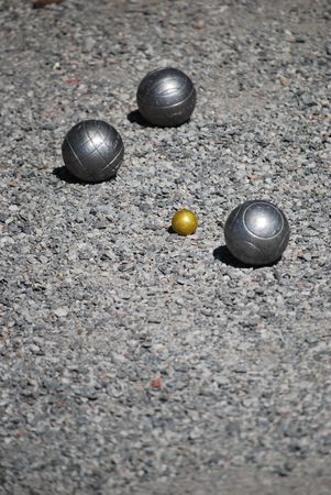 Boule balls close to targetの写真素材