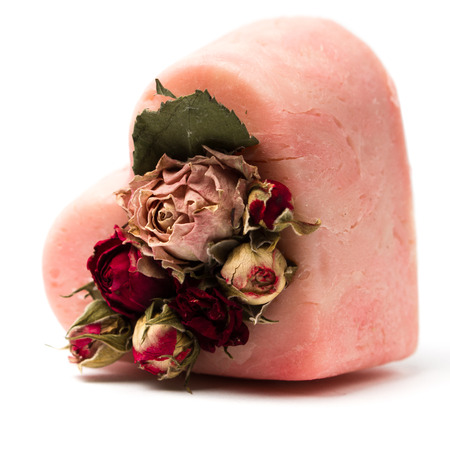 handmade soap in a heartの写真素材