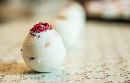 Salt bath bombs, essential oils, aromatherapy, spaの写真素材