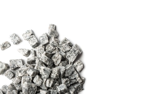 beautiful crushed granite gray on a white backgroundの写真素材