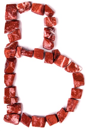 ABC, Latin alphabet, mosaics of natural stone, red marble, letter, Bの写真素材