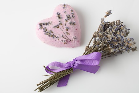 Lavender Bath bombs on a white background spa designの写真素材