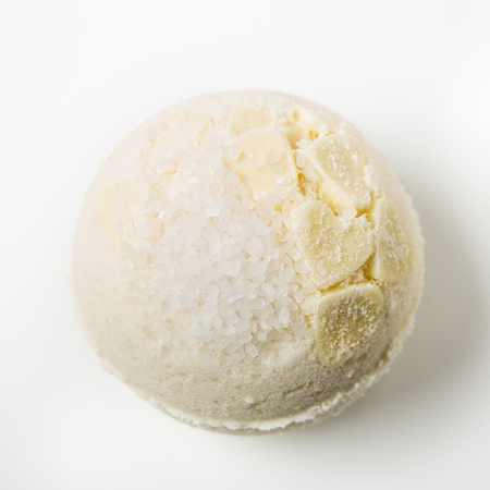 Bath bombs packed with small yellow heartsの写真素材