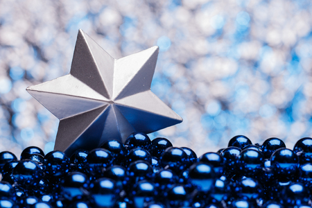 Christmas composition on a brilliant blurry background.の写真素材
