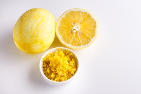 Lemon and juice on a white background.の写真素材