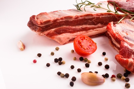 fresh lamb meat on a white background.の写真素材