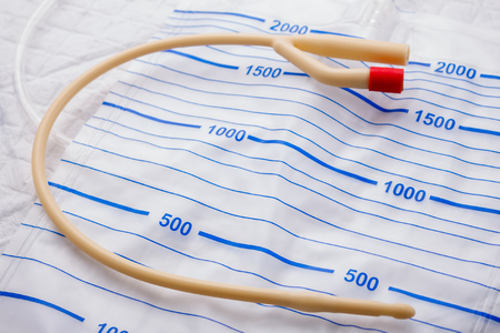 Urinary catheter on the package for urine.の写真素材