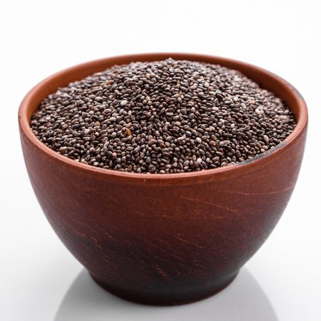 chia seeds on a white acrylic background.の写真素材